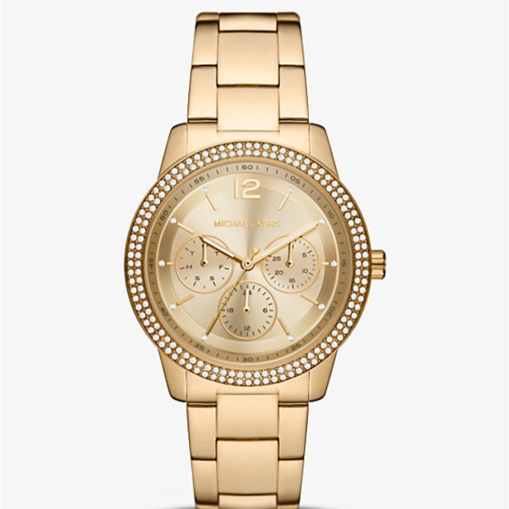 Michael Kors Oversized Tibby Pavé Gold-Tone Watch